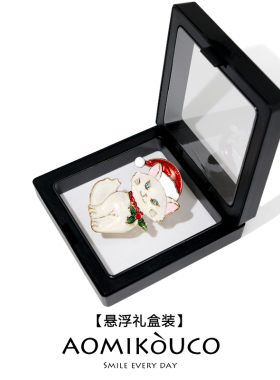 可爱圣诞节猫咪胸针奢华珐琅别针