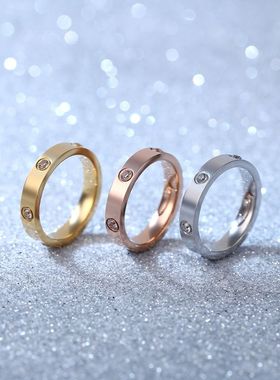 满天星戒指女男轻奢小众高级感6钻玫瑰金经典款情侣对戒食指指环