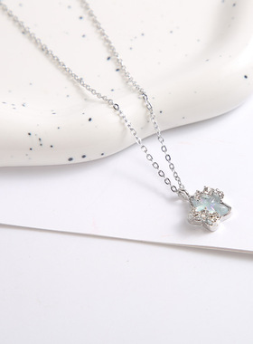 新款时尚简约星星糖极光石幻彩项链小众设计轻奢款星星七夕节礼物