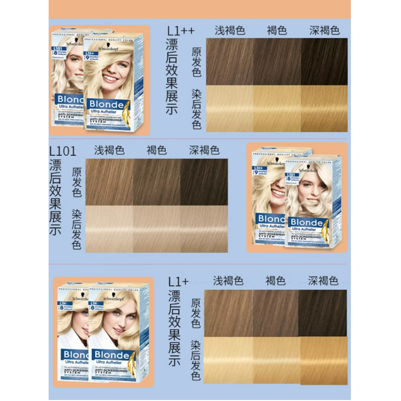 德国施华蔻Schwarzk漂发剂褪色剂漂粉漂染膏L9度染发剂含结构还原 - 图2