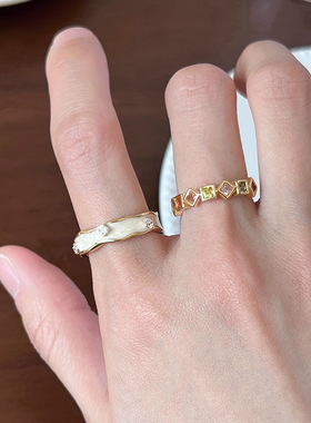 贝母复古珍珠戒指女小众设计高级感时尚个性可调节指环网红食指戒