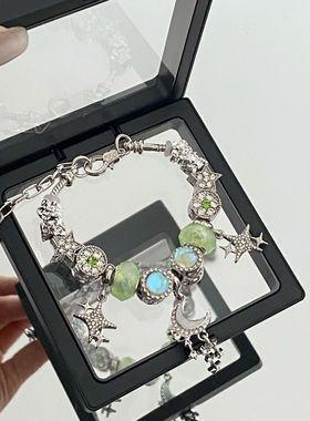 潘家系列星河流苏手链小众设高级感轻奢复古绿色水晶吊坠手链跨境