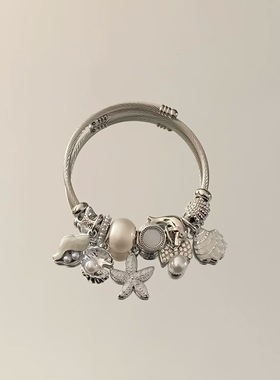 跨境爆款潘家串珠手镯女海母海星贝壳海贝多元素魅力手链欧美手环