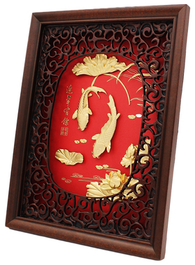 连年有余鲤鱼金箔画乔迁新居礼品