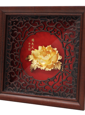 吉祥国色天香商务立体金箔画定制