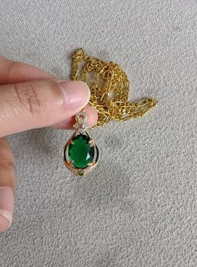 满锆石水滴吊坠彩色宝石祖母绿高级感饰品轻奢宫廷风服装配饰女