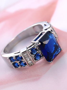 简约时尚首饰铜镶锆石饰品欧美流行朋克风彩色镀金戒指男女款气质