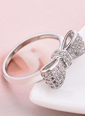 甜美蝴蝶结锆石女士戒指