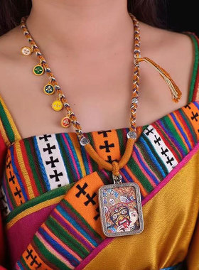 高保色藏式唐卡佛牌天珠项链