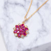European and American fashion red corundum flower earring set