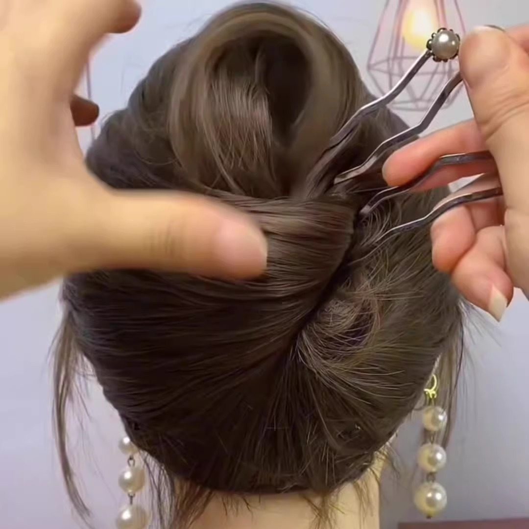 2025新款气质U型珍珠发簪女后脑勺丸子头发钗子盘发神器插梳发饰,淘宝优惠券,粉丝福利购,淘宝优惠卷
