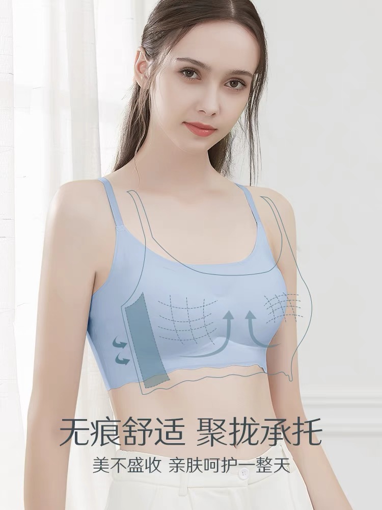 内衣聚拢小胸女无痕无钢圈小胸薄款背心款学生高中少女运动文胸聚_兔耳内衣店_女士内衣/男士内衣/家居服-第5张图片-提都小院