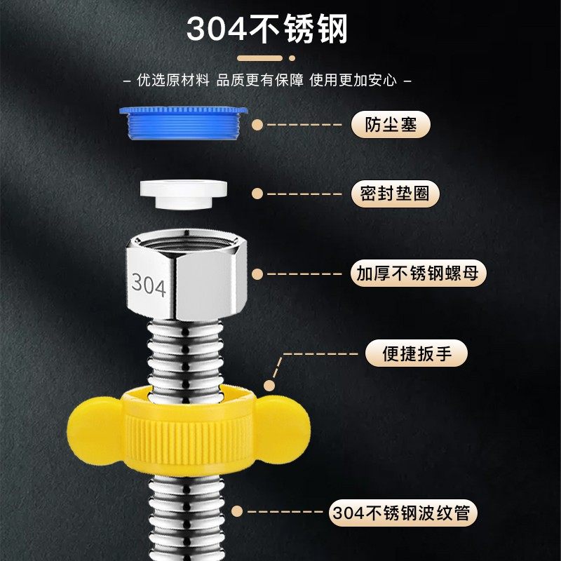 304不锈钢波纹管4分6分进水软管燃气热水器马桶冷热高压防爆管,淘宝优惠券,粉丝福利购,淘宝优惠卷