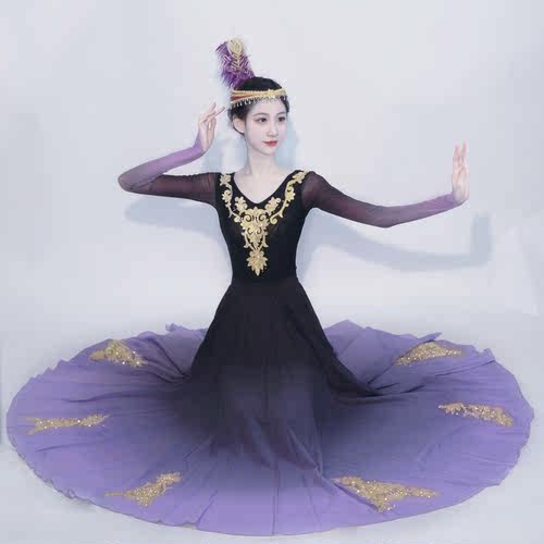 维吾尔族舞蹈演出服女学生艺考考级新疆跳舞表演服装成人练习练功 - 图3