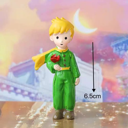 小王子蛋糕装饰摆件树脂站姿拿玫瑰花情人节七夕网红生日烘焙配件 - 图2