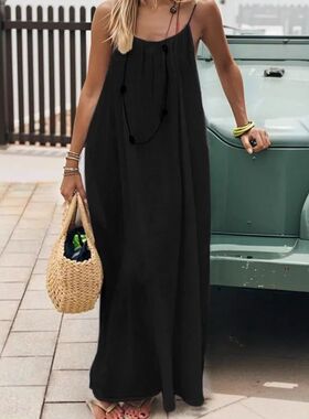 2026 Loose-Fit Spaghetti Strap Dress Women's Casual Homewear