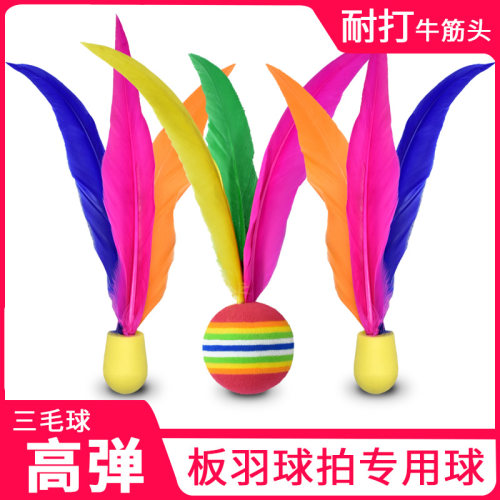 板羽球拍三毛球10装板羽毛球室内羽毛球乒羽球羽板球毽子板拍球 - 图0