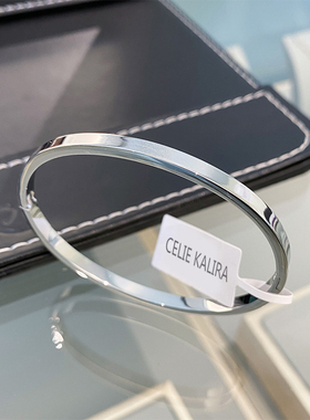 轻奢素圈光面男女手镯小众手环