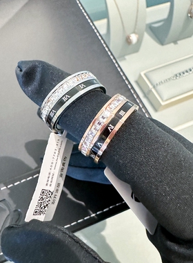 官方正品CELIE KALRA情侣可转动戒指罗马数字拼色镶钻男女指环