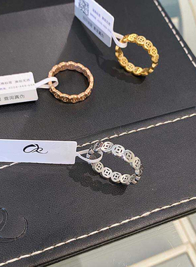 招财铜钱复古戒指小众设计感