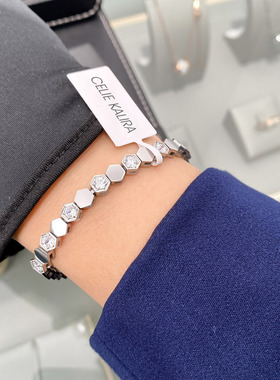 淡风镶钻几何蜂巢手链