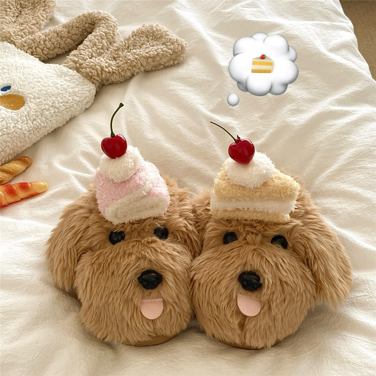 狗狗甜品师~！甜美ins可爱厚底棉拖鞋女居家保暖加绒冬季毛毛拖鞋,淘宝优惠券,粉丝福利购,淘宝优惠卷