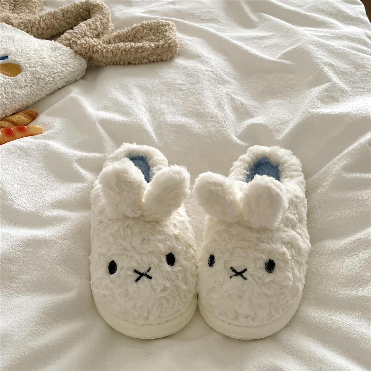 冰川蓝米菲兔~！兔耳朵ins可爱包跟棉鞋女厚底保暖加绒毛毛棉拖鞋,淘宝优惠券,粉丝福利购,淘宝优惠卷