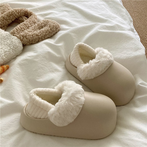 力推两穿~！可拆卸防水棉鞋女厚底保暖INS外穿冬季包跟毛毛棉拖鞋 - 图2