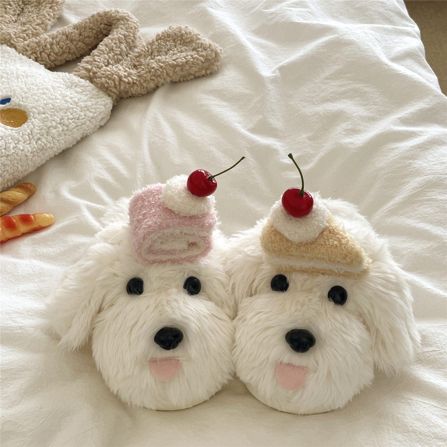 狗狗甜品师~！甜美ins可爱厚底棉拖鞋女居家保暖加绒冬季毛毛拖鞋,淘宝优惠券,粉丝福利购,淘宝优惠卷