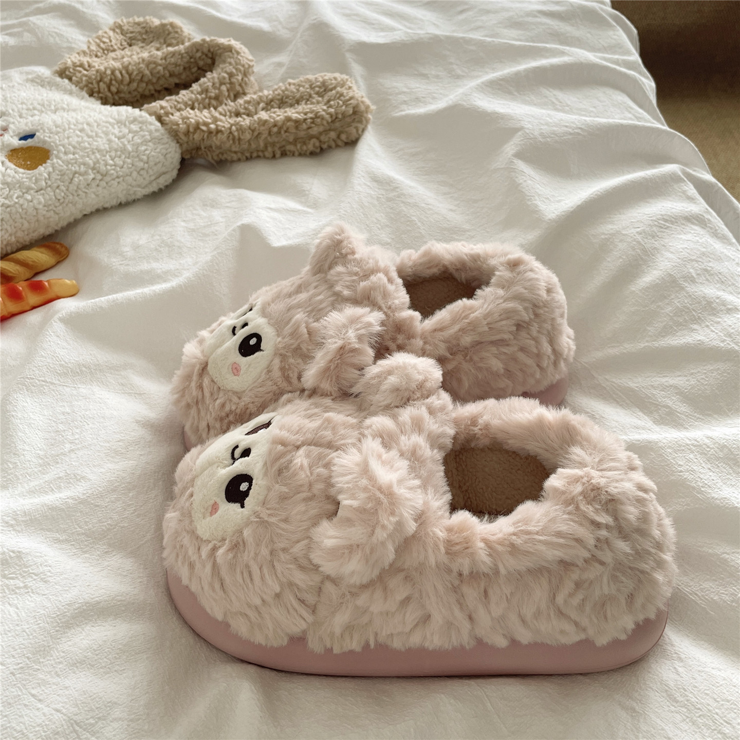 牧场小羊羔~！可爱ins包跟棉鞋女厚底居家冬季加绒保暖毛毛棉拖鞋,淘宝优惠券,粉丝福利购,淘宝优惠卷