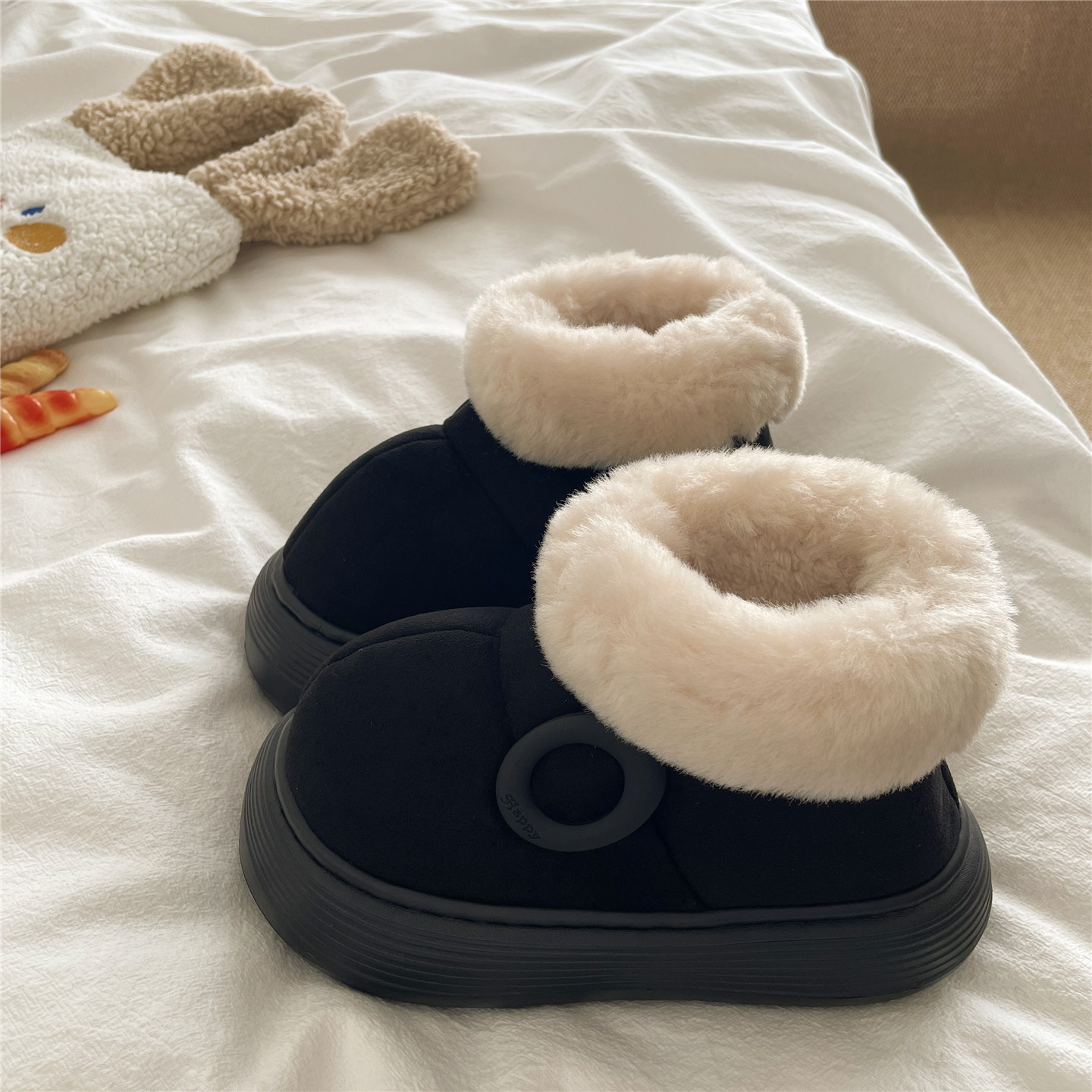 融雪小奶驼~！巨厚加绒包跟毛毛棉拖鞋女冬季厚底保暖防滑雪地靴,淘宝优惠券,粉丝福利购,淘宝优惠卷