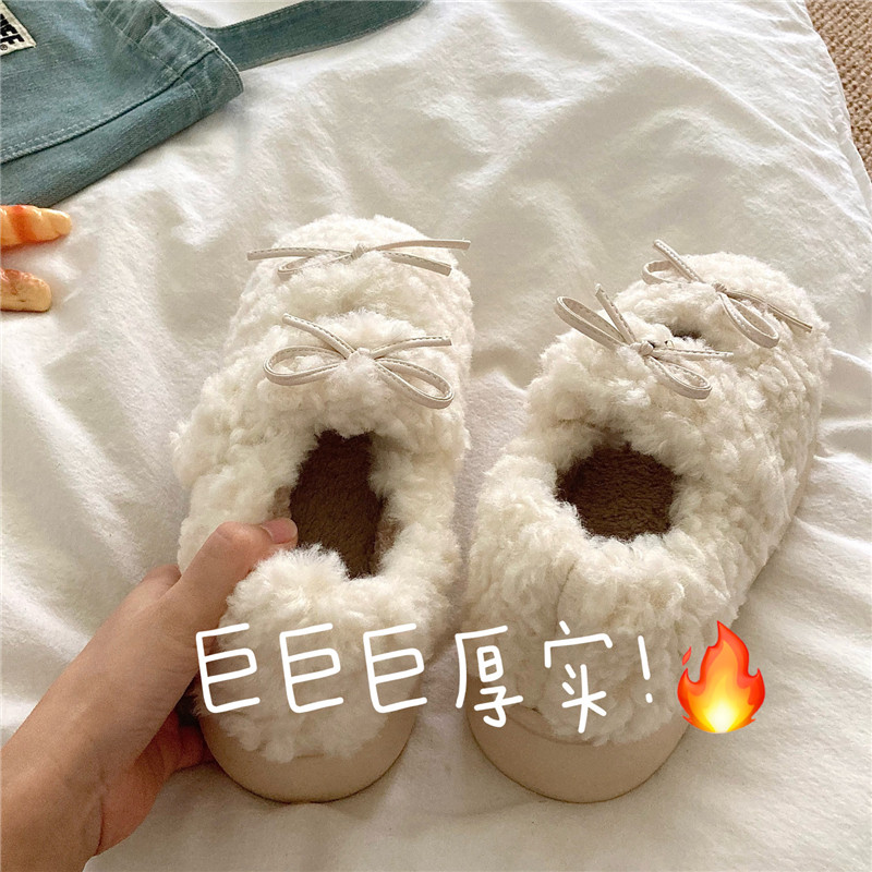 芭蕾少女风格~！暖和厚实加绒包跟棉鞋女冬季保暖雪地毛毛棉拖鞋,淘宝优惠券,粉丝福利购,淘宝优惠卷