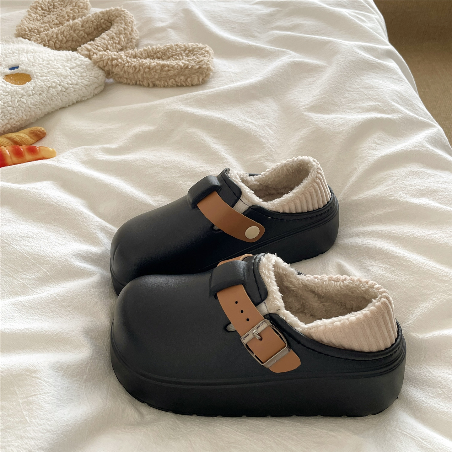 防水暖烘烘~！5cm厚底两穿增高包跟棉鞋女外穿保暖毛毛加绒棉拖鞋,淘宝优惠券,粉丝福利购,淘宝优惠卷