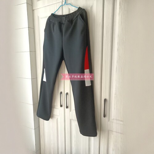 秦皇岛抚宁区来图定制校服裤黑色拼接白色红色加绒保暖运动裤定制 - 图3