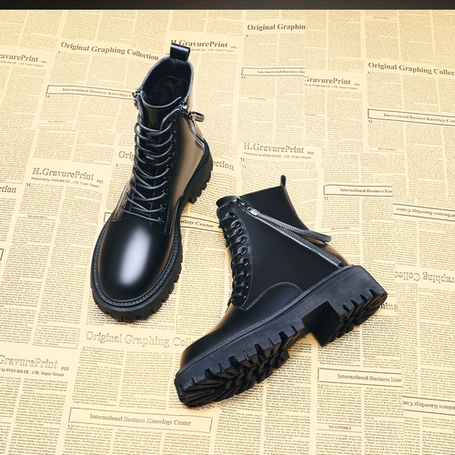 Martens, высокие универсальные короткие сапоги в английском стиле на платформе, ботинки, коллекция 2022, из натуральной кожи, в британском стиле