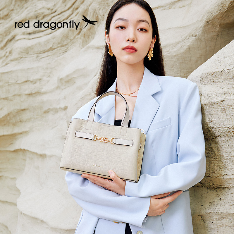 红蜻蜓真皮包包女2025春季质感大容量斜挎包单肩包简约白色手提包