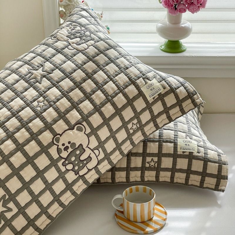 新款全棉纯棉磨毛砂洗泡芙枕巾52*78cm一对装家用枕头巾舒适柔软 - 图2