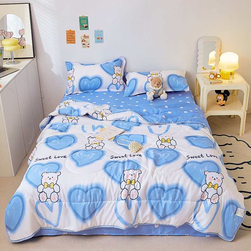 可机洗四件套水洗夏季单夏凉被子 星晴化纤被