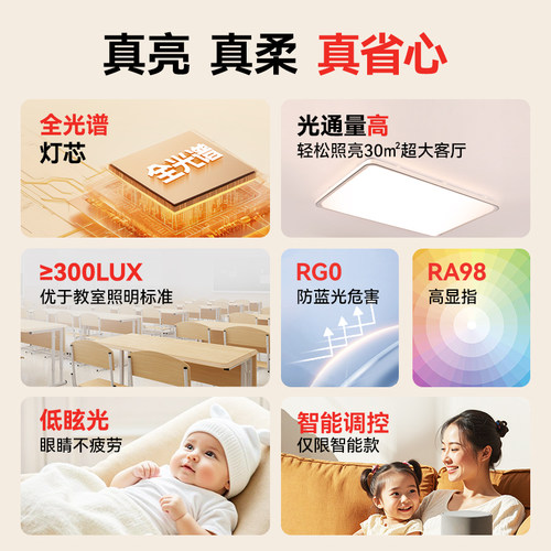阳光照明美清吸顶灯LED全光谱简约超亮客厅灯全屋套餐卧室灯家园 - 图3