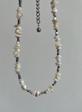 碎银贝壳串珠锁骨链冷淡风