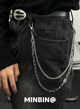 双层金属链条裤链小众设计