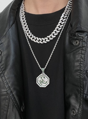 满钻十二生肖项链街头嘻哈