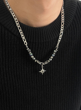 幻彩珠黑曜石星耀项链