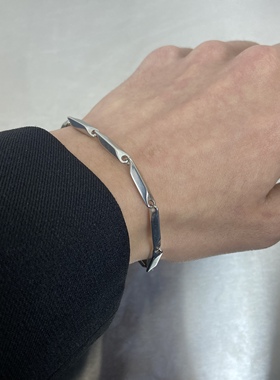 菱形竹节链手链男女潮流百搭手饰简约ins冷淡风情侣款配饰瓜子链