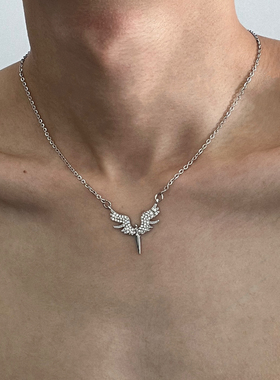 镶钻梦之翼翅膀项链冷淡风