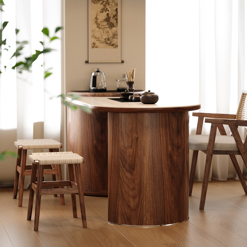 木小咖 山海实木茶桌小户型茶台桌椅组合岩板轻奢洞石泡茶桌,淘宝优惠券,粉丝福利购,淘宝优惠卷