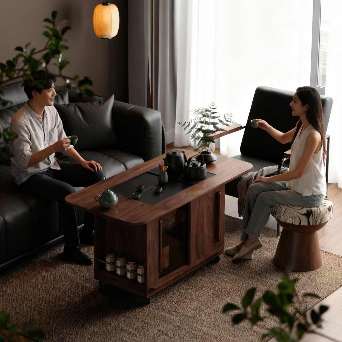 木小咖 欢喜实木茶桌可移动客厅茶水柜小户型阳台茶台家用茶几,淘宝优惠券,粉丝福利购,淘宝优惠卷