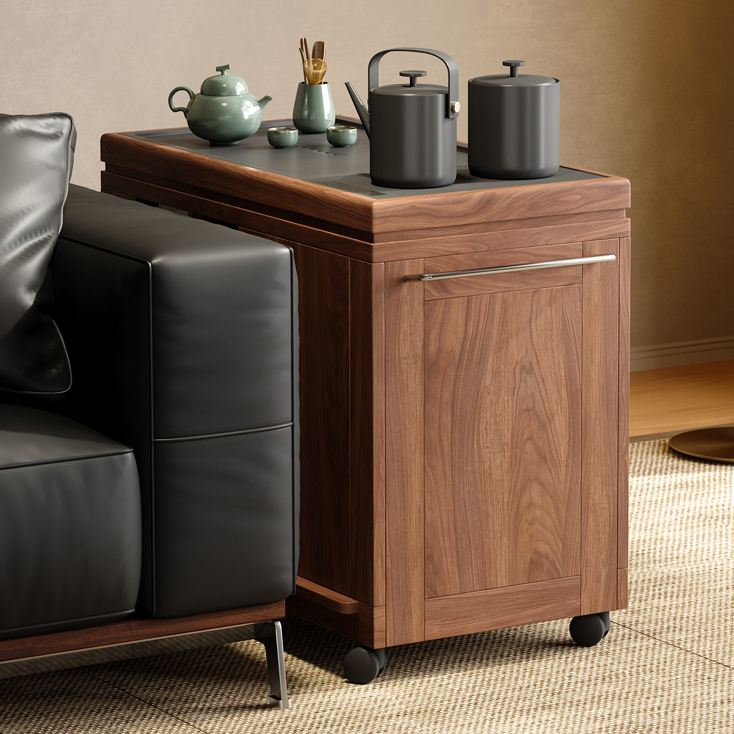 木小咖 木作实木边几茶桌茶水柜可移动茶台茶几边柜煮茶一体桌,淘宝优惠券,粉丝福利购,淘宝优惠卷