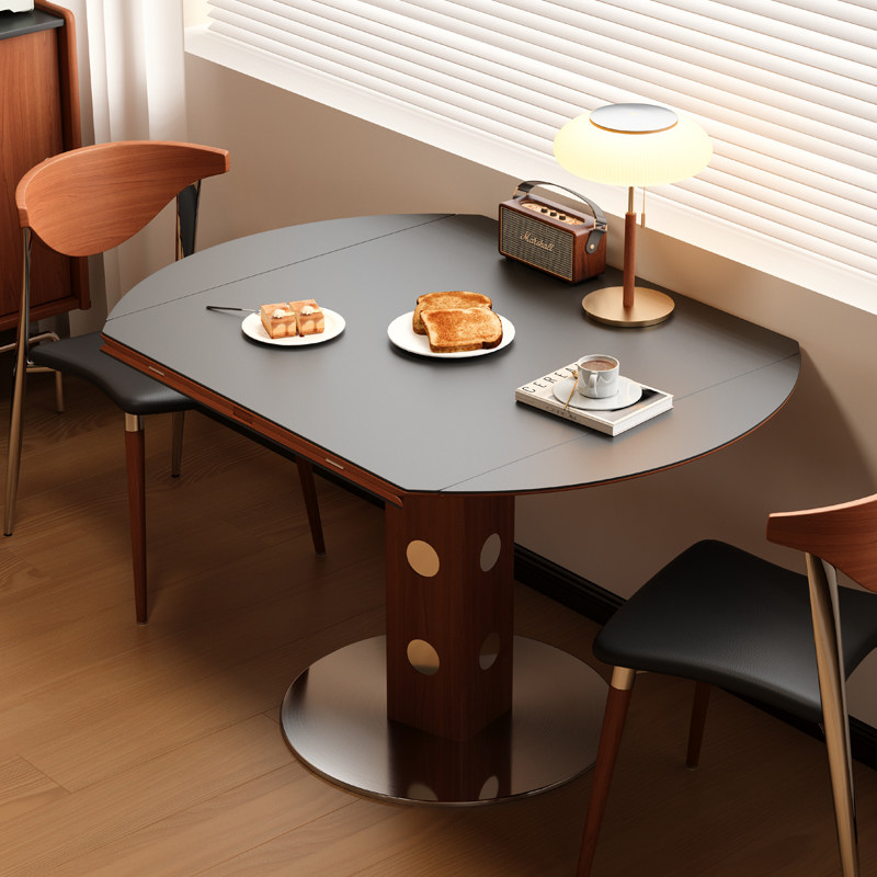 木小咖实木包豪斯功能餐台家用小户型轻奢岩板伯格正方形折叠圆桌,淘宝优惠券,粉丝福利购,淘宝优惠卷