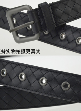 头层牛皮编织bv腰带皮带女真皮